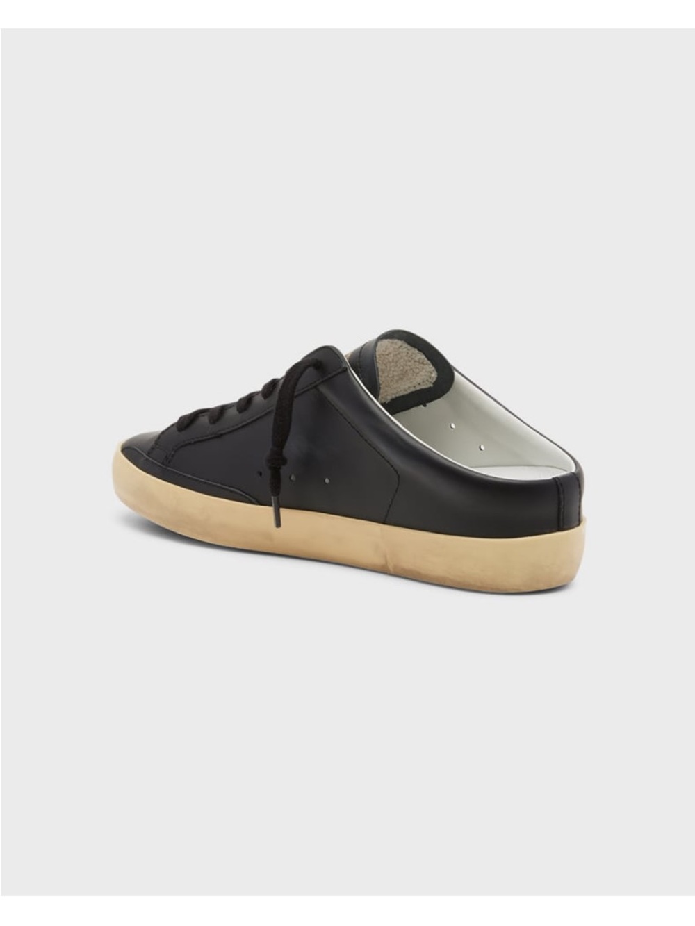 Golden Goose Black Leather Superstar Sabot Sneaker with Gold-Toned Sole l - Picture 3 of 8